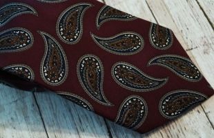 Satel San Antonio 100% cravate en soie Vin cravate avec brun marine paisley imprimé Made USA Vintage idées cadeaux pour lui Corbatas Cravate Cravatta