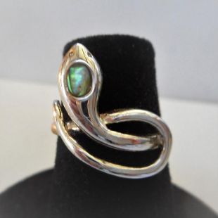 50% vente sterling 925 Abalone serpent bague taille 5, bague serpent en argent sterling, bague serpent, anneau de Pinky, 925 estampillé bague serpent Abalone pierres précieuses