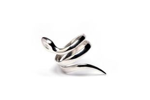 Bague serpent blanc en laiton argenté couleur réglable, envelopper la bague, bague Serpent, boîte-cadeau de bijoux Tribal + cadeau sac, livraison gratuite au Royaume-Uni