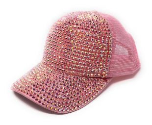 Strass maille strass Bling chapeau, maille dos Trucker casquette de Baseball, Baseball rose casquette de Baseball casquette, chapeau réglable, pour les filles
