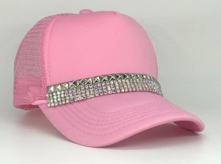 Chapeau de camionneur de femmes rose. Chapeau de bling. Casquette en strass. Mesdames chapeau de camionneur noir. Chapeau de Sparkle. Casquette en métal argenté.
