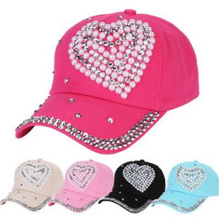 Women Rhinestone Heart Snapback Adjustable Baseball Cap Hip Hop Hat Bboy Hat  | eBay