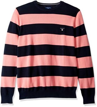 GANT Herren The Cotton Pique Stripe Sweater Pullover, Geranium Pink, X-Groß