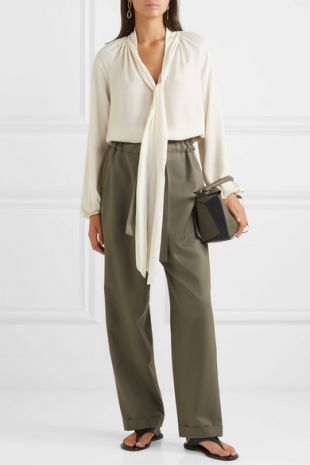 Theory - Pussy-bow silk-crepe blouse