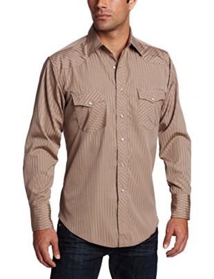 Wrangler Herren Sport Western-Shirt mit Zwei Taschen, langärmlig - Braun - Klein