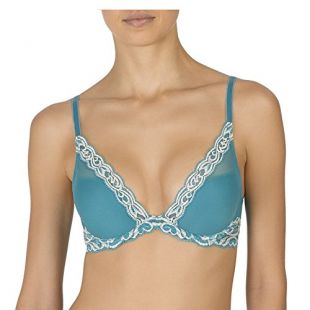 Natori Women's Feathers Contour Plunge, Turquoise/Moonlight, 36DD