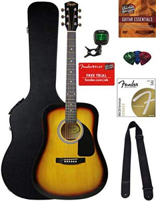 Fen-fa115-combo-fgpac-parent Bundle w/Hard Case Squier Sunburst