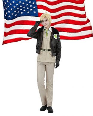 Miccostumes Women's Axis Powers Hetalia America Cosplay Costume (M, Light Army Green)