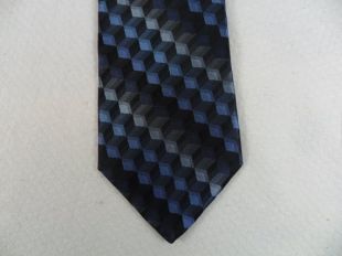 Vintage flèche cravate USA Pure soie noir et col bleu géométrique carré Design hommes portent 58 x 3.75 le fou cravate Guy T966