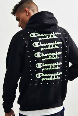 black and neon green champion hoodie