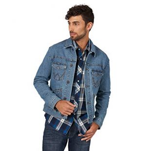 Wrangler Veste en Jean Stretch Non doublée pour Homme - Bleu - Taille M