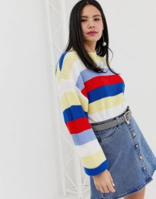 Pull rayé effet color block
