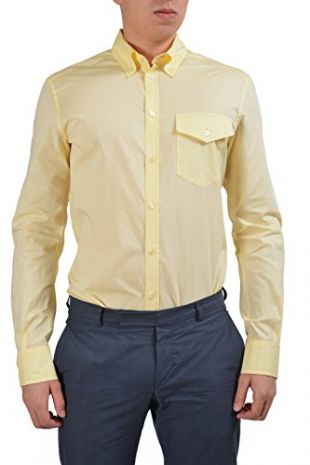 Dolce & Gabbana Men's Light Yellow Long Sleeve Dress Shirt US 15 3/4 IT 40