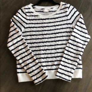 Anthropologie - White & Black Striped Sweater Small