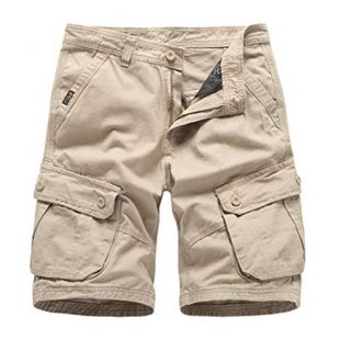 KZXCJ Hommes Multi-Poches Coton Sergé Lâche Marchandises Loisirs Pêche en Plein Air Alpinisme Équitation Camping Plage 5 Points Shorts Running Natation Black Summer Compressed Denim