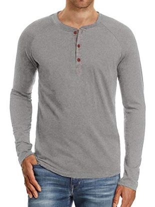 LAOARA T-Shirt Homme Henley Manches Longues – Col Boutonné 2 Boutons – Coton Doux Et Respirant