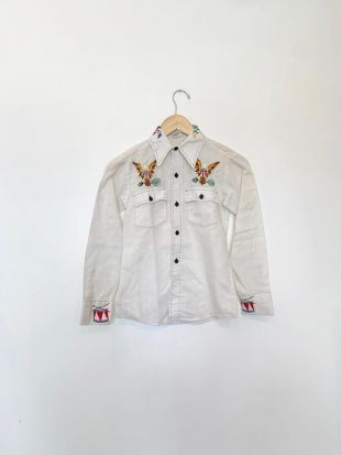 Chemise saille blanche sears des années 70 T-shirt western XXS