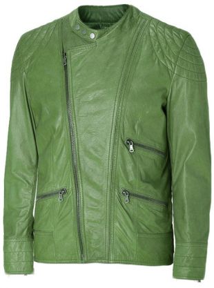 Veste en cuir vert de charme pour homme faite à la main