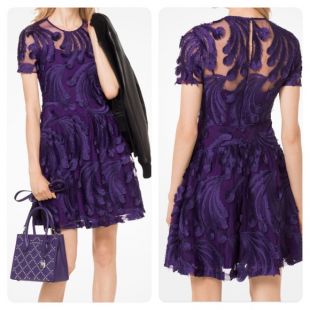 michael kors feather embroidered dress