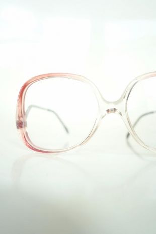 1980 s new Wave lunettes clairs – roses clair Vintage verres – des années 80 Avant Garde montures-verres roses canneberges transparentes et légères
