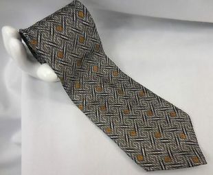 CALVIN KLEIN Men's Silk Tie Diamond In Maze Stripe 4"x 57" Blue Silver & Gold  | eBay