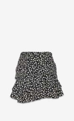 Draped ruffled skirt printed