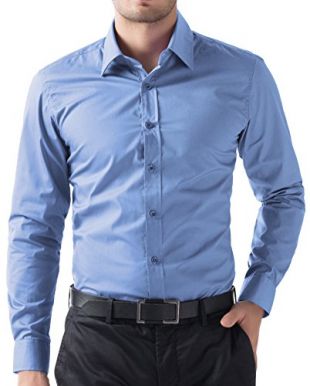 Paul Jones® GD5252 Chemise à manches longues pour homme Coupe ajustée Style décontracté