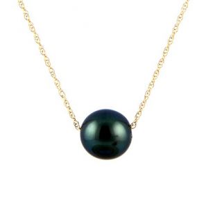 14K Gold 11mm Tahitian South Sea Cultured Floating Pearl Tin Cup Chain Necklace Jewelry for Women 17"