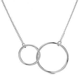 SWEETIEE - Collier Pur Argent 925 Sterling, Pendentif deux Anneaux Entrelaces,Cadeau femme idéal, Argent, 450mm
