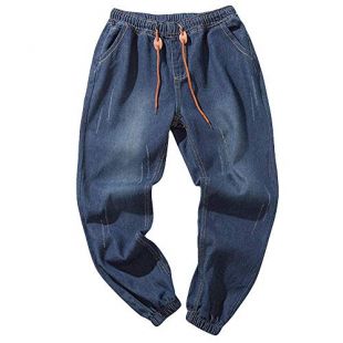 Manadlian-Homme Jeans Grandes Tailles Pantalon Denim Coton Jeans Sweatpants Hip Hop Décontracté Long Pantalons Casual Trousers Automne Hiver Pants