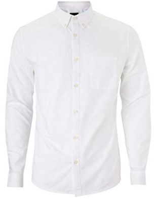 Popoqo - Popoqo Mens Long Sleeved Oxford Shirt White Button Down Collar ...