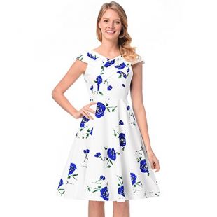 Robe Maxi été Fleurie INTERNACIONALE - Taille UK 10, Violette/blanche, Neuf Sans étiquettes