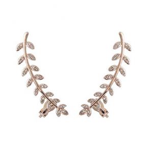 Boucles d'oreilles européennes et américaines, brindilles, pinces à oreille, pinces à oreille en alliage pour femme, or rose