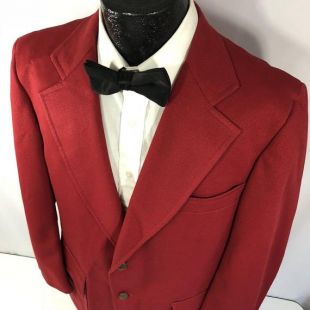 Vintage 70 ' s mode Palm hommes rouge Sport manteau poche veste texturée MoD Blazer 42 S