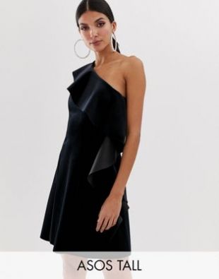 ASOS DESIGN Tall - Robe courte volantée asymétrique en velours | ASOS