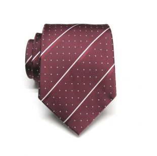 Cravate homme. Bordeaux marron foncé rouge point blanc à rayures Mens cravate avec correspondance Option mouchoir de poche
