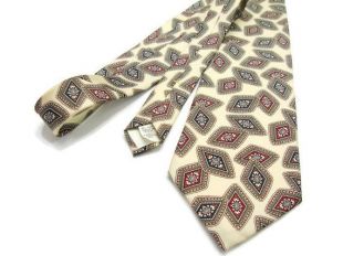 Vintage crème Beige cravates / Mens tie Made in Vintage cou lie USA géométrique costume homme / motif cadeau pour homme / cravate Vintage géométrique