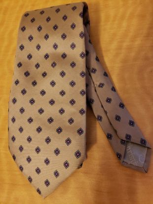 Vintage Christian Dior soie cravate Tan jaune cravate géométrique Art motif neutre 3.5 » largeur nous Made in Italie endommagé