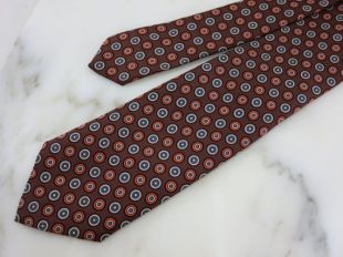 Christian Dior Vintage Silk Tie - Brun avec Orange et Blue Dot Pattern Mens Necktie Genuine Vintage Designer