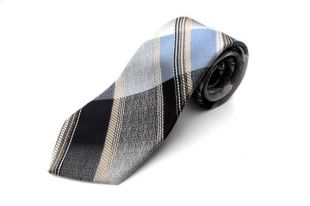 années 1960 bleu & or cravate à carreaux Vintage Made in Californie diagonale rayé accessoire de costume cravate marine mari gris Bronze cadeau du concepteur des hommes