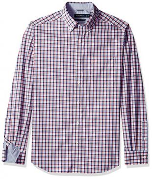 Nautica - Nautica Hombre W84130 Manga Larga Camisa de Botones - Rojo ...