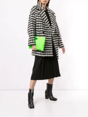 MSGM Houndstooth Pea Coat - Farfetch