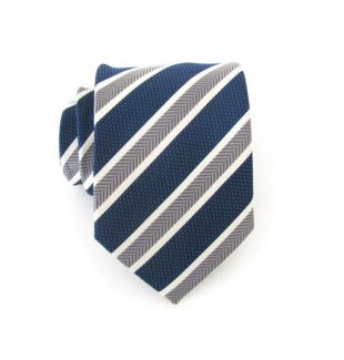 Mens Tie. Bleu-gris rayures Mens cravate
