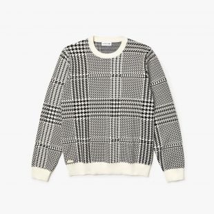 Pull col rond en coton et cachemire à motif pied de poule