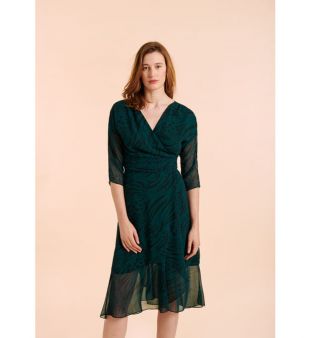 Robe mi-longue Romanella imprimé animal en georgette ..