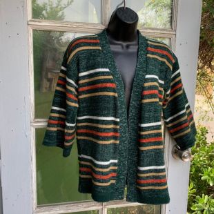 Vintage rayée jaune blanc et vert sans gilet bouton