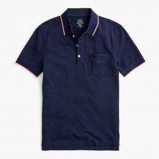 Stretch piqué double-tipped polo shirt