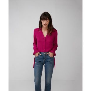 Pink Slim Fit No Pocket Cinched Cuff Portofino Shirt
