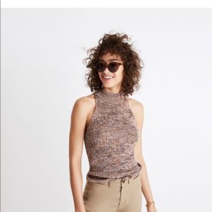 Marled mockneck sweater tank