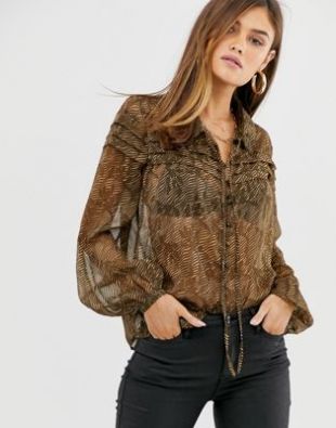 Y.A.S - Blouse transparente imprimée à manches volumineuses | ASOS